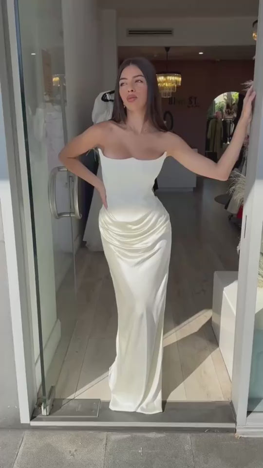 Women’s Strapless Maxi Dress – Backless Slim-Fit Evening Gown
