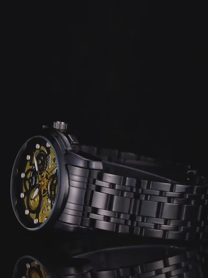 Men’s Hollow Dial Quartz Business Watch, Luxury Skeleton Style Dress Watch | EX-STOCK Canada