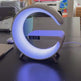 G-Shaped LED Lamp with Bluetooth Speaker & 15W Wireless Charger – App-Controlled Atmosphere Light for Bedroom