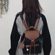 Women's Quilted PU Leather Backpack – Stylish Bucket Bag | Black, Black with Brown, Ostrich Khaki 2