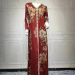 Printed Embroidered Elegant Arab Dubai Turkey Middle Eastern Sophisticated Women Abaya Dress Robe - EX-STOCK CANADA