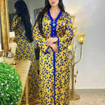 Printed Floral Abaya Dress Robe for Arab Dubai Turkey Middle East Women. - EX-STOCK CANADA