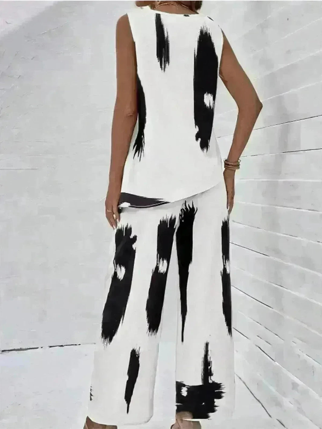 Printed Irregular Top Two-piece Pants Women - EX-STOCK CANADA