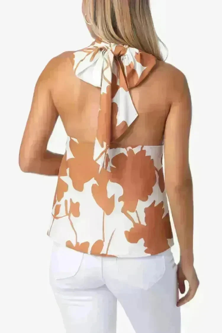 Printed Lace Up Backless Top Pocket Shorts Two-piece Suit For Women - EX-STOCK CANADA