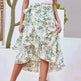 Printed Lace Up Split Expansion Midi Floral Skirt With Lining - EX-STOCK CANADA
