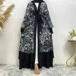 Printed Panel Top Robe Abaya Dress for Arab Dubai Turkey Middle East Women - EX-STOCK CANADA