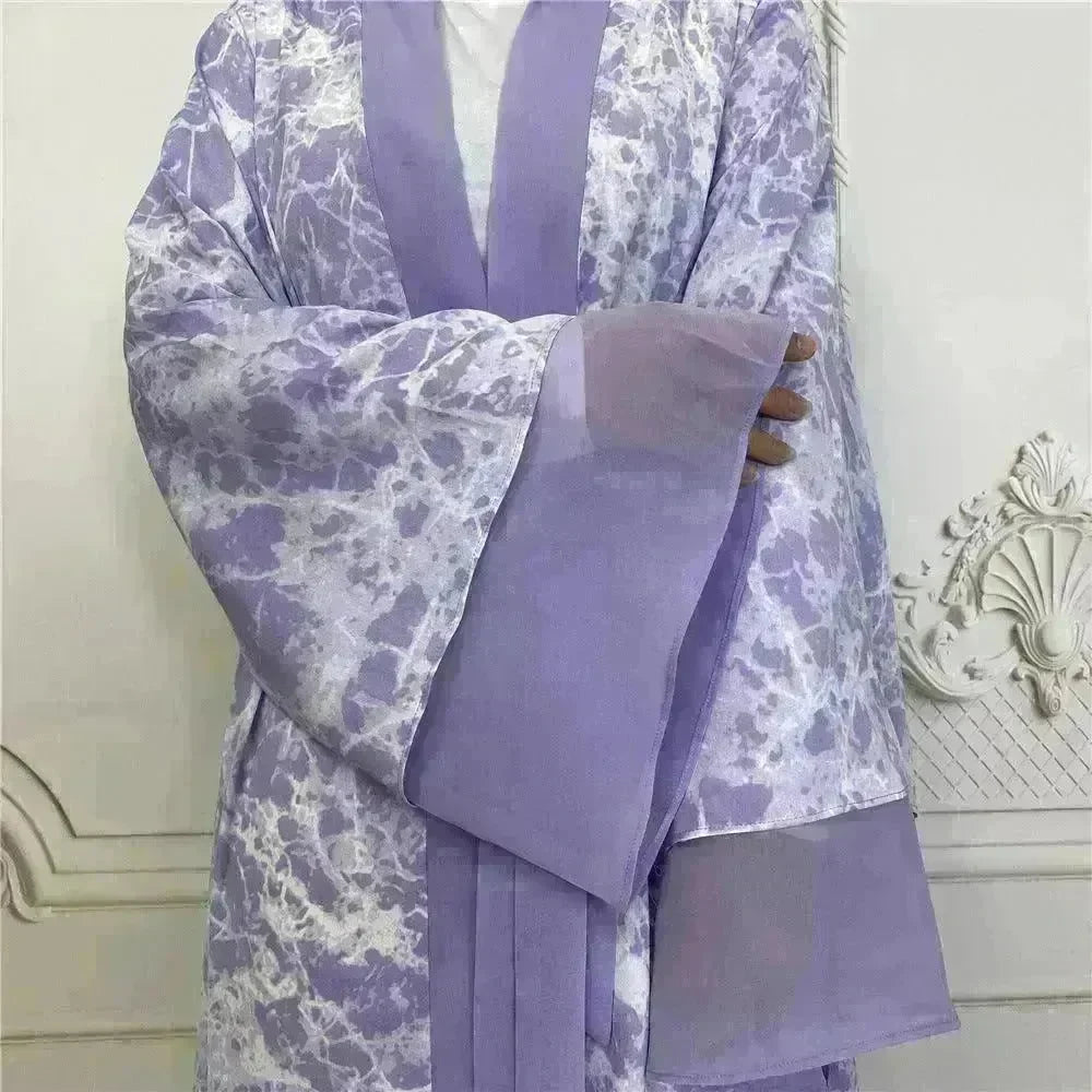 Printed Panel Top Robe Abaya Dress for Arab Dubai Turkey Middle East Women - EX-STOCK CANADA