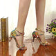 Printed Satin Latin Dance Shoes High Heels - EX-STOCK CANADA
