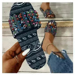 Printed Toe Flat Rivet Casual Slippers - EX-STOCK CANADA