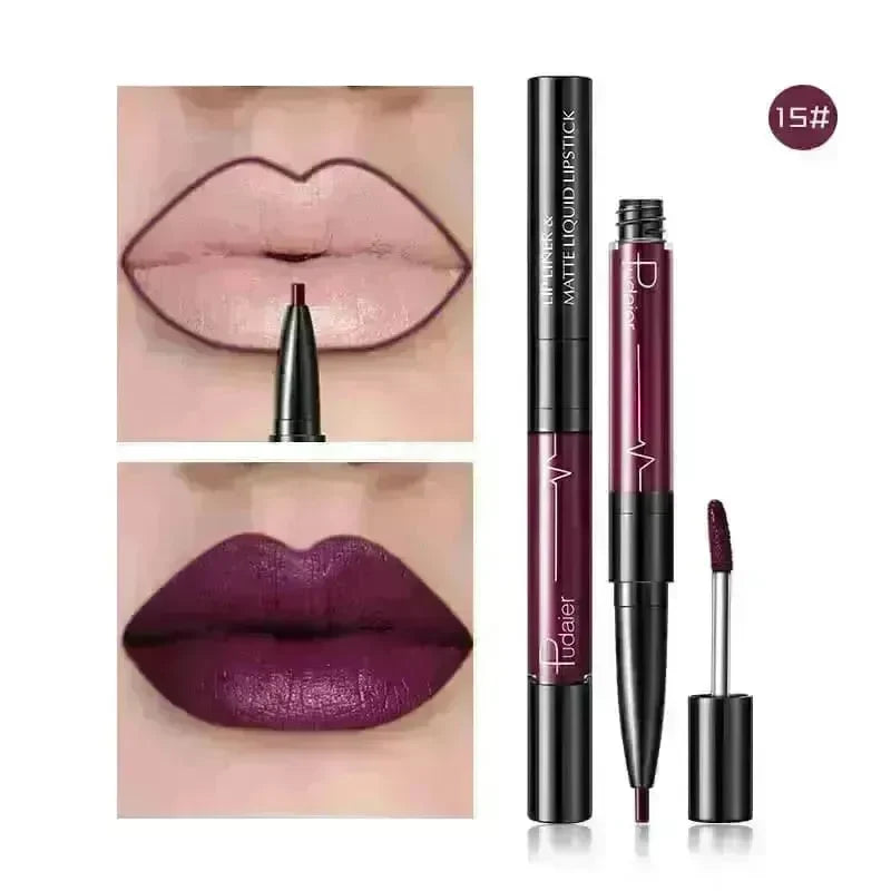 Pudaier Matte Lip Gloss Lip Liner 2 in1 Maquiagem Profissional Completa Agate Red Lip Tint Plumper Tattoo Makeup liquid Lipstick - EX-STOCK CANADA