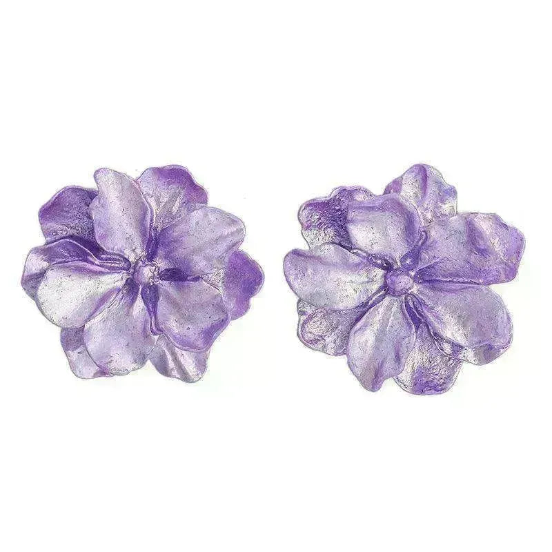 Purple Flower Internet Influencer Fairy Resin Stud Earrings For Women - EX-STOCK CANADA
