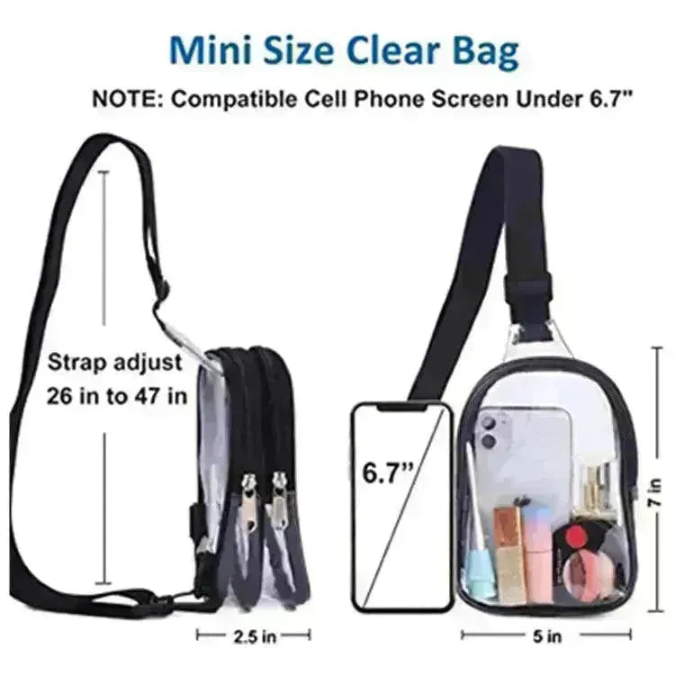 Pvc Transparent Chest Mini Travel Crossbody Waterproof Sports Bag - EX-STOCK CANADA
