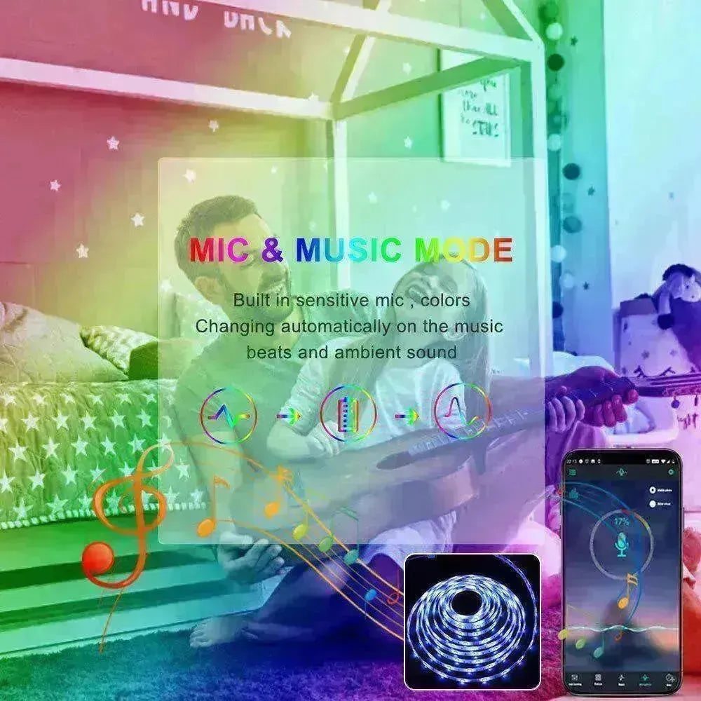 Remote Color Changing Led Strip Lights 5050 RGB Bluetooth Room Light - EX-STOCK CANADA