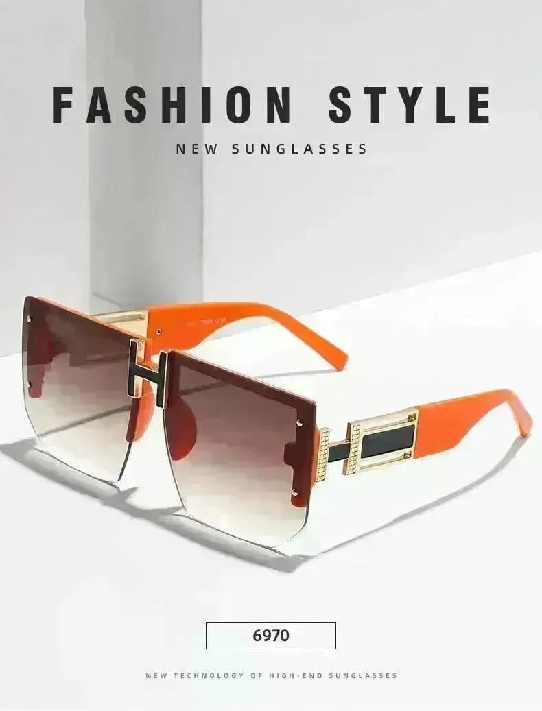 Retro Big Square Rim Glasses Rimless Fashion Sunglasses - EX-STOCK CANADA