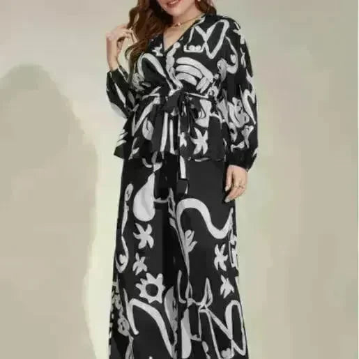 Retro Color V-neck Temperament Commute Literary Middle East Printing Shirt Outfit - EX-STOCK CANADA