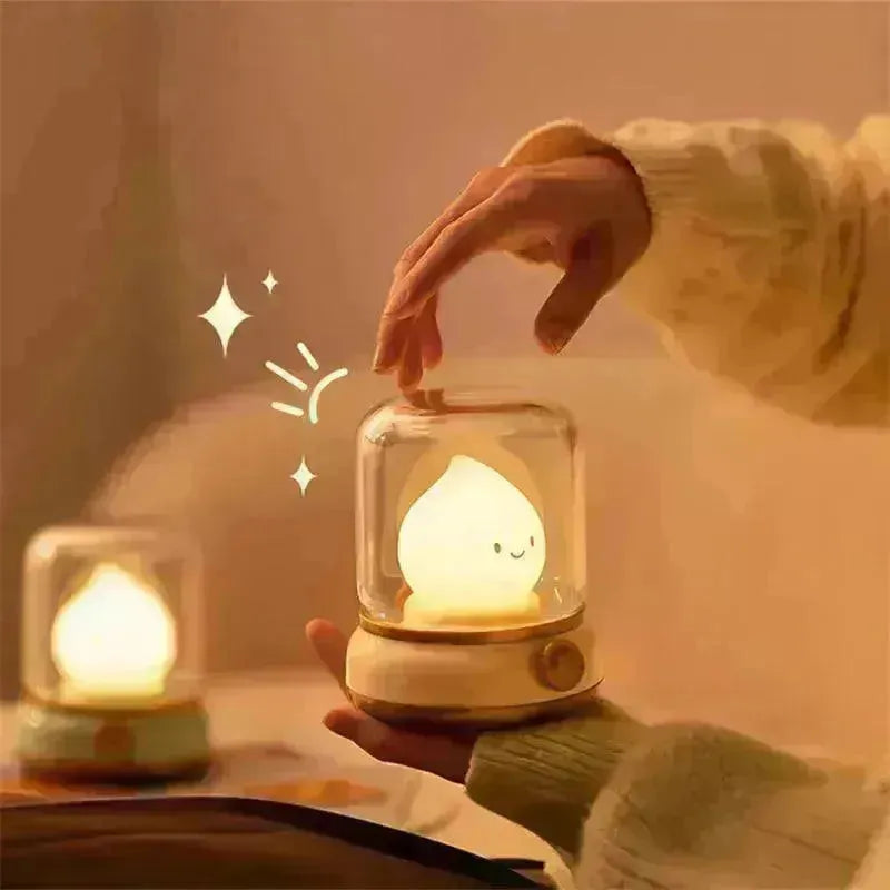 Retro Small Night Lamp Bedroom Mini Desktop LED Cute Night Lamp Creative USB Rechargeable Portable Cartoon Table Lamp For Coffee Bar Hotel Bedroom Home Decor - EX-STOCK CANADA