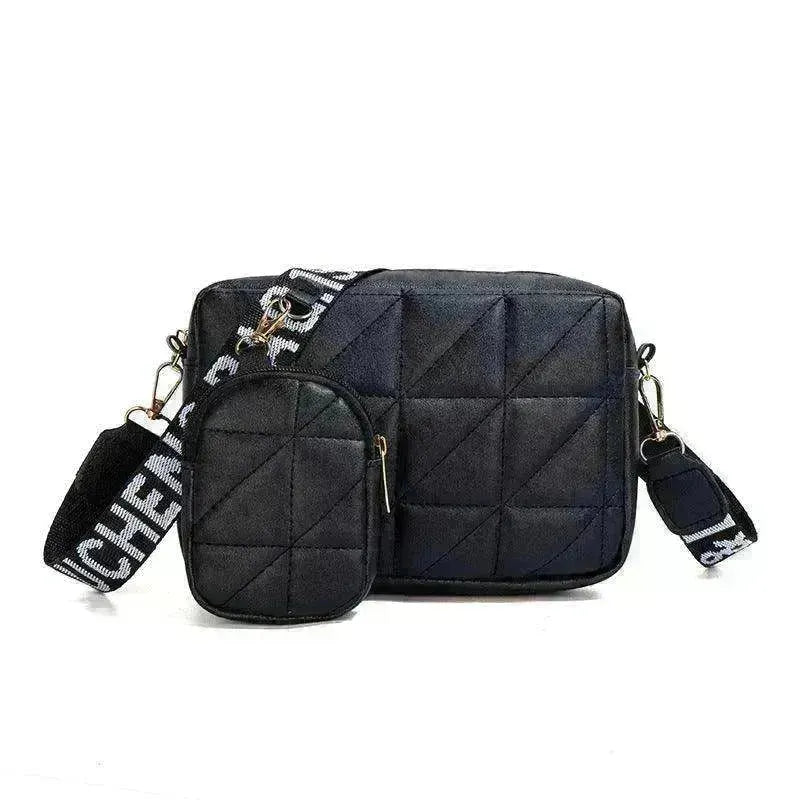 Rhombus Shoulder Bag + Wallet Set, Letter Print, Wide Strap - EX-STOCK CANADA
