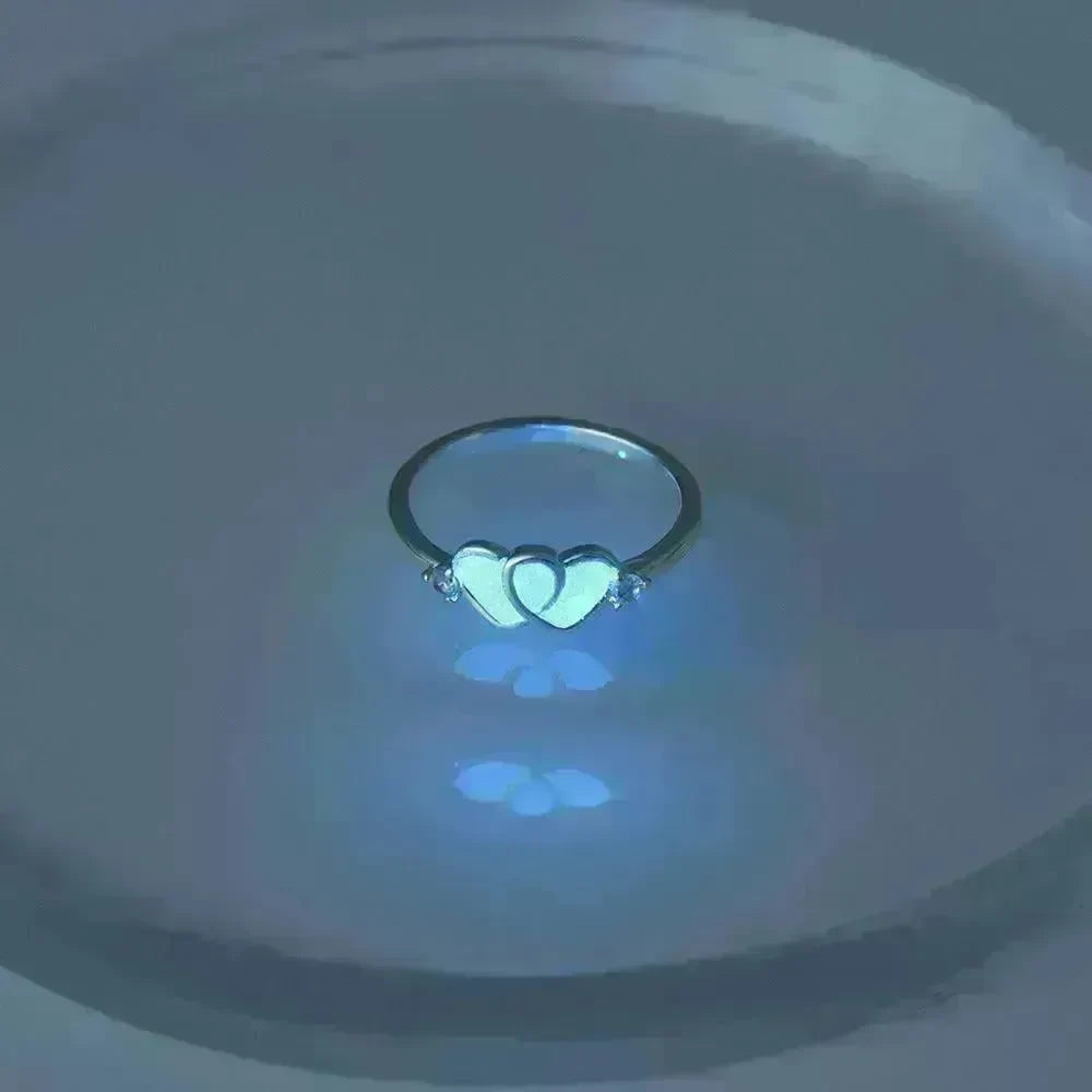 Ring Halloween Light Blue Double Heart-shaped Micro-inlaid Zircon Ring - EX-STOCK CANADA