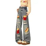 Ripped Jeans Women Loose Straight Wide Leg Oversized Trousers - EX-STOCK CANADA