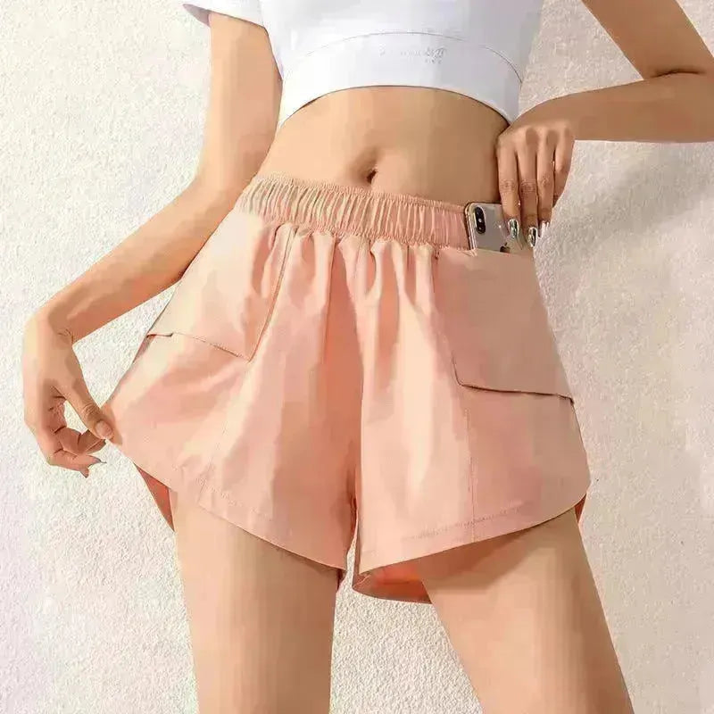 Running Quick-drying Gym Clothes Anti-failure Pocket Yoga Pants Outer Wear Training Sports Shorts Women Summer - EX-STOCK CANADA