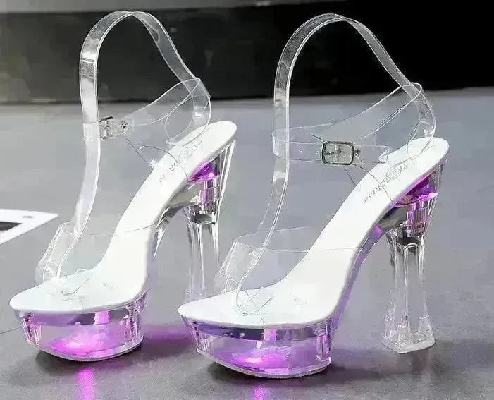 Sandals Feminine Transparent Crystal Platform High Heels Wedge Shoes - EX-STOCK CANADA