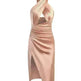 Satin Halter Cross Backless Split Dress - EX-STOCK CANADA