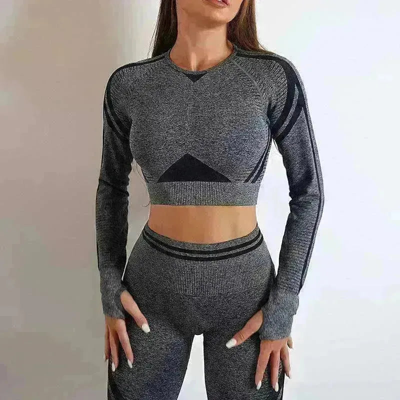 Seamless Yoga Pants Sports Gym Fitness Leggings Or Long Sleeve Tops Outfit - EX-STOCK CANADA