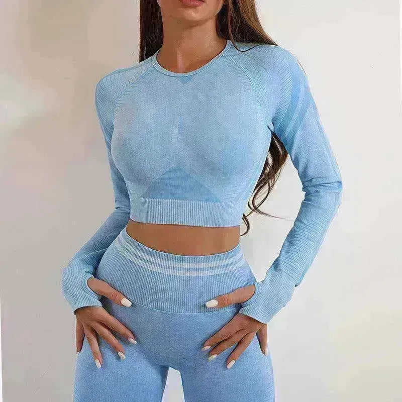 Seamless Yoga Pants Sports Gym Fitness Leggings Or Long Sleeve Tops Outfit - EX-STOCK CANADA