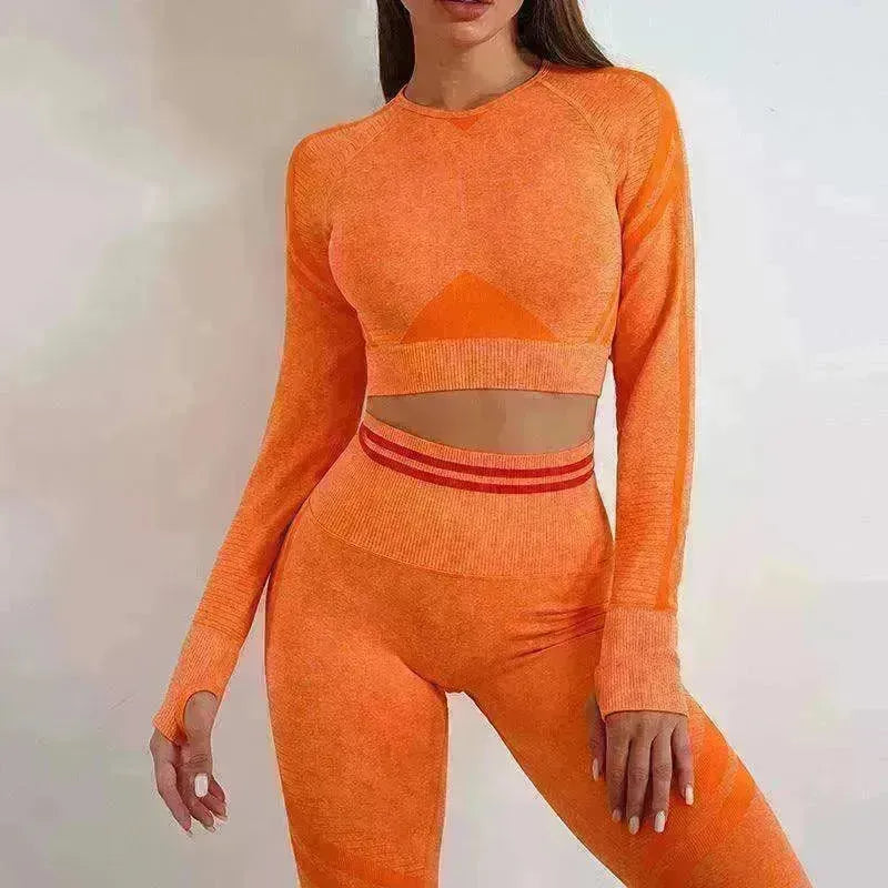 Seamless Yoga Pants Sports Gym Fitness Leggings Or Long Sleeve Tops Outfit - EX-STOCK CANADA