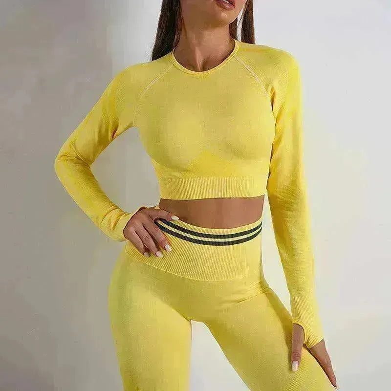 Seamless Yoga Pants Sports Gym Fitness Leggings Or Long Sleeve Tops Outfit - EX-STOCK CANADA