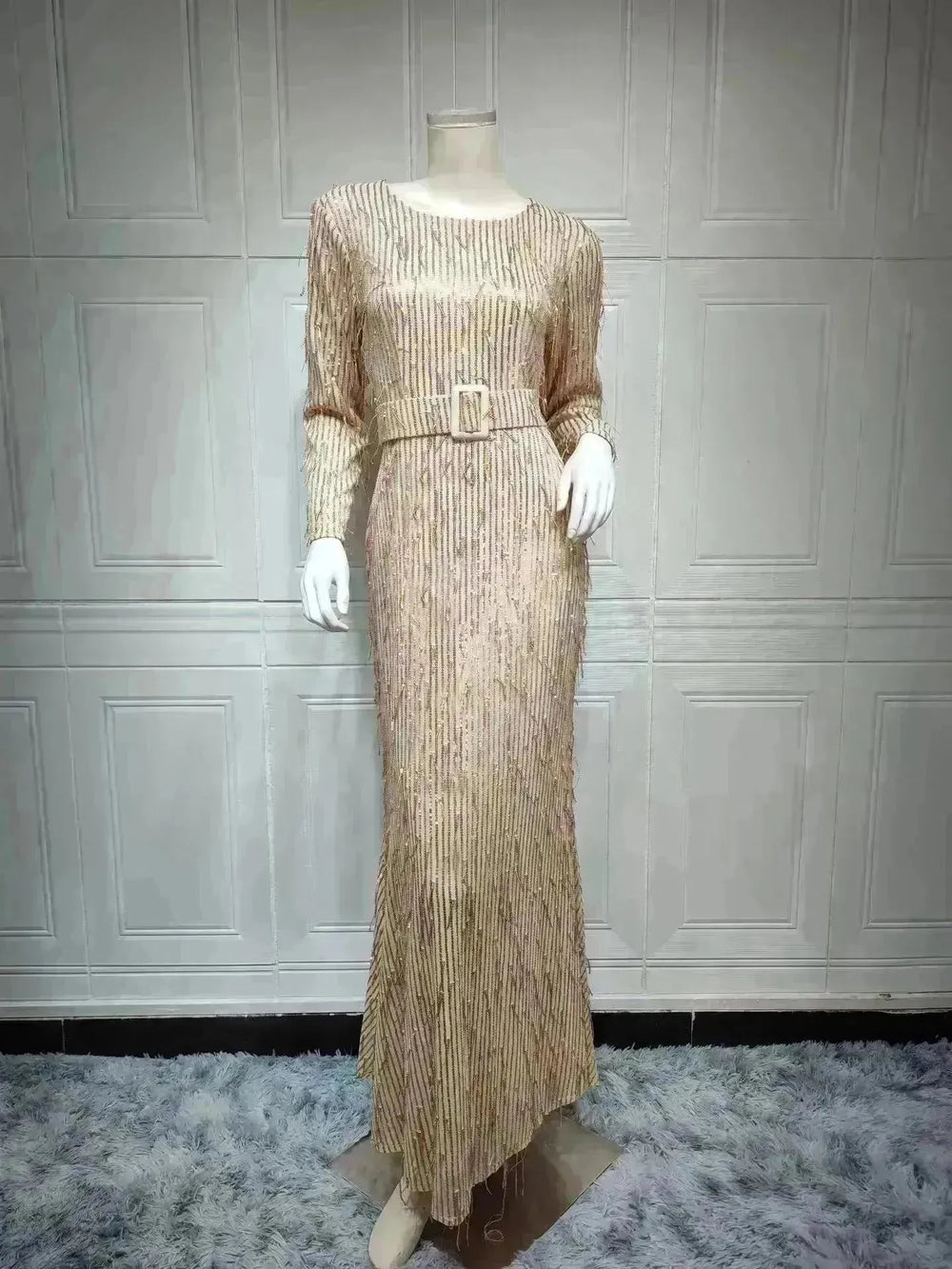 Sequin Tassels Slim-fit Dress Arab Dress - EX-STOCK CANADA