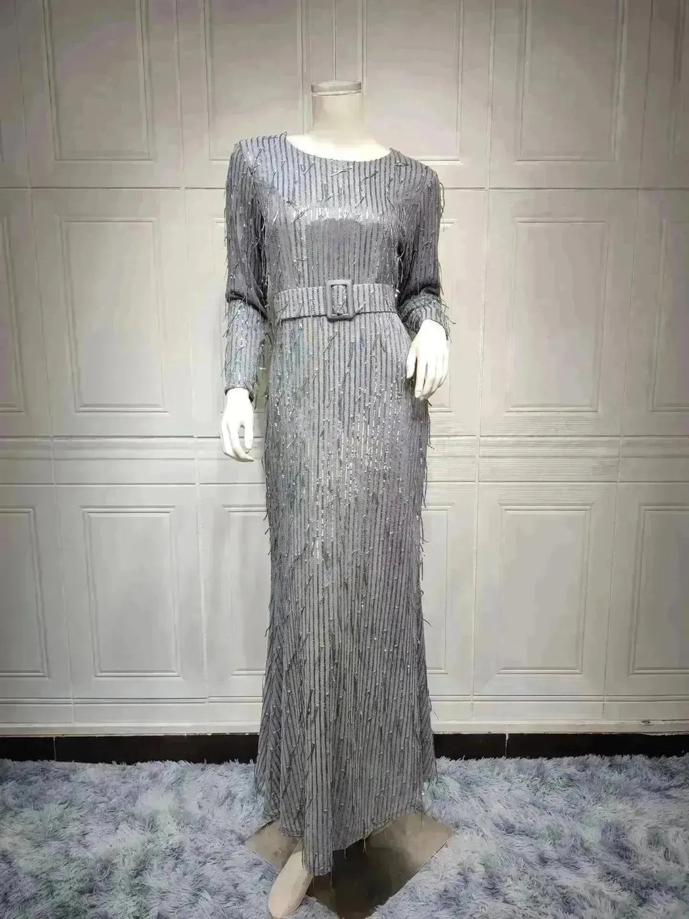 Sequin Tassels Slim-fit Dress Arab Dress - EX-STOCK CANADA
