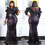 Sequined Embroidered Maxi Dress Slim-fit Fishtail Skirt Evening Gown - EX-STOCK CANADA