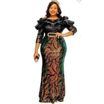 Sequined Embroidered Maxi Dress Slim-fit Fishtail Skirt Evening Gown - EX-STOCK CANADA