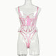 Shaping Sling Wave Mesh Edge Joint Fishbone See-through Sexy Underwear Two-piece - EX-STOCK CANADA