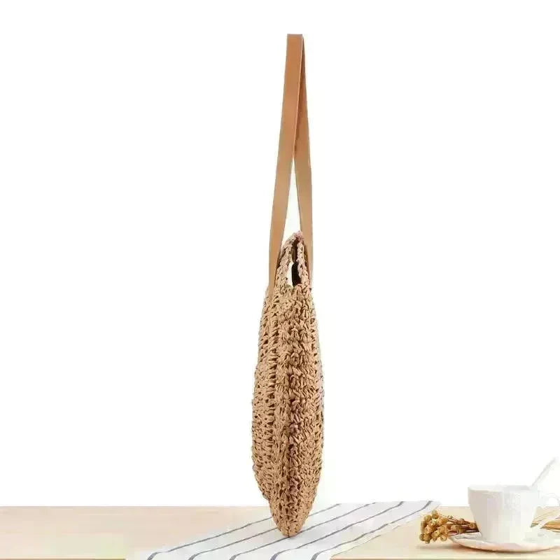 Simple Round Shoulder Bag Straw Handbag Summer Beach Bags - EX-STOCK CANADA