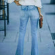 Simple Slim-fit Washed Denim Trousers With Pockets For Women - EX-STOCK CANADA