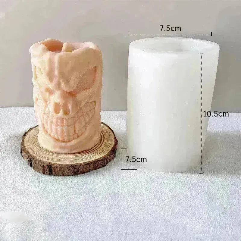 Skull Ornament Cylindrical Scented Candle Mould - EX-STOCK CANADA