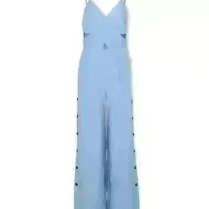SLeeveless Hollow-out Camisole High Waist Slim Solid Color Jumpsuit - EX-STOCK CANADA