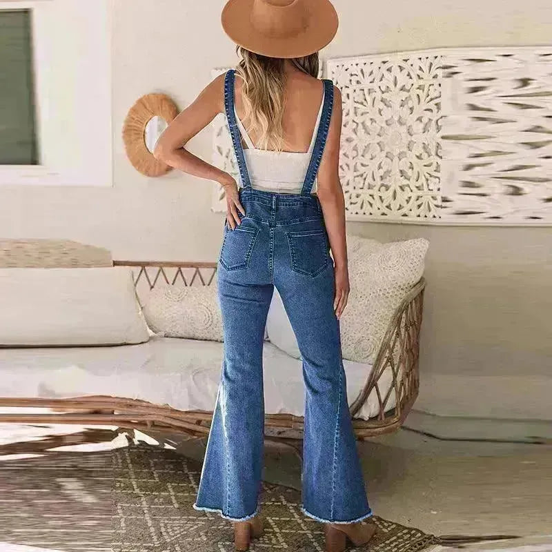 Sleeveless Jumpsuit All-match Multi-pocket Flared Pants - EX-STOCK CANADA