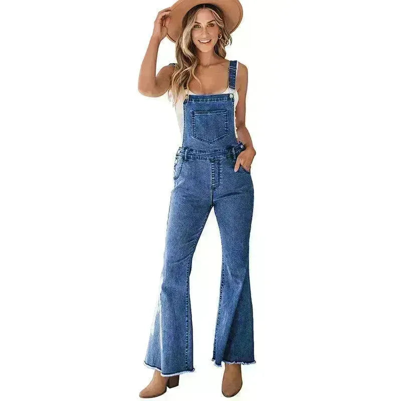 Sleeveless Jumpsuit All-match Multi-pocket Flared Pants - EX-STOCK CANADA