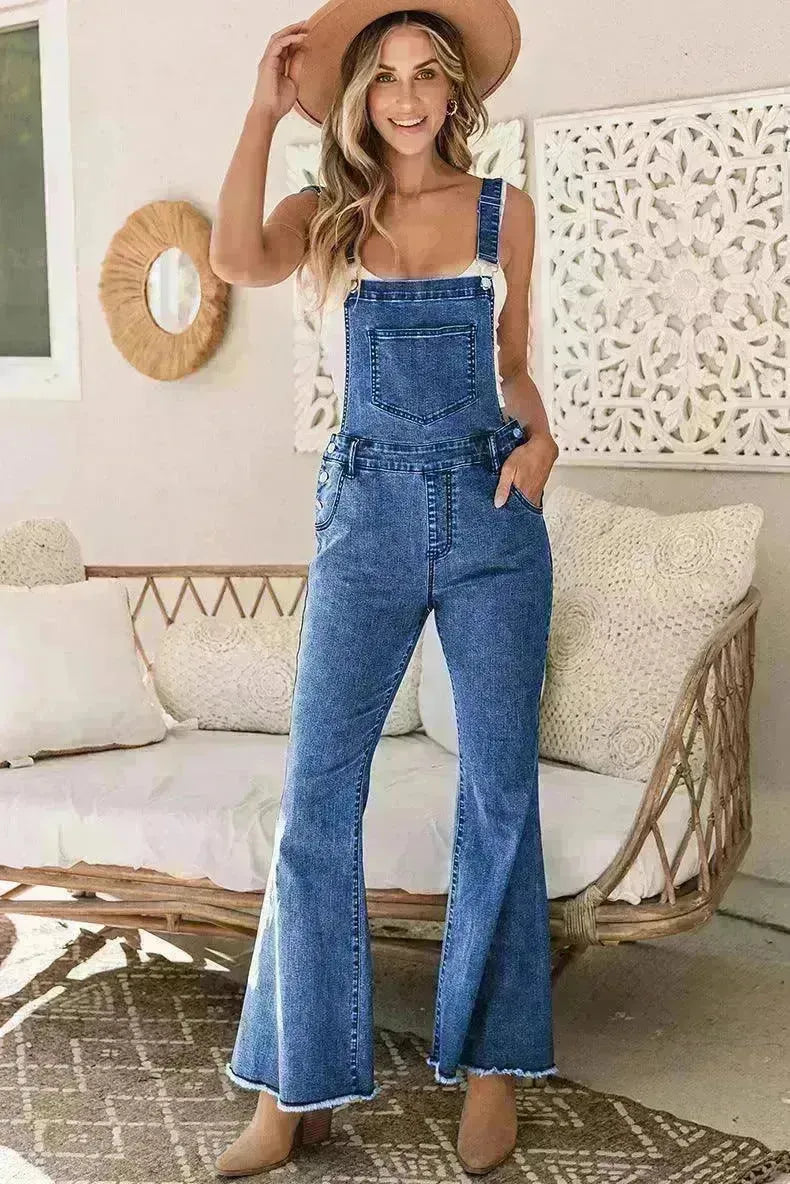 Sleeveless Jumpsuit All-match Multi-pocket Flared Pants - EX-STOCK CANADA