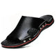 Slippers Men's Summer Leather Word Casual Tide Sandals Men's Non-slip Leather New Sandals Outer Wear Large Size Beach Shoes - EX-STOCK CANADA