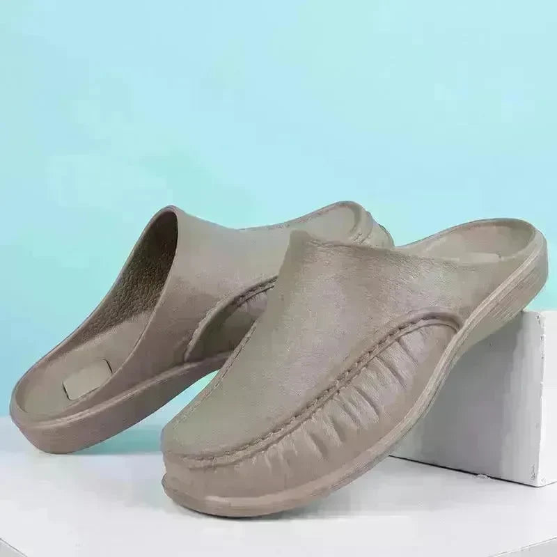 Slippers Men's Summer Leather Word Casual Tide Sandals Men's Non-slip Leather New Sandals Outer Wear Large Size Beach Shoes - EX-STOCK CANADA