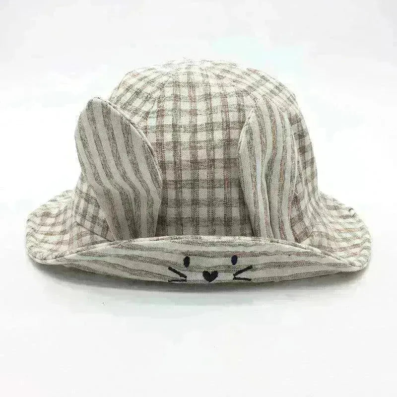Small Fine Grid Love Rabbit Ears Basin Fisherman Baby Hat - EX-STOCK CANADA