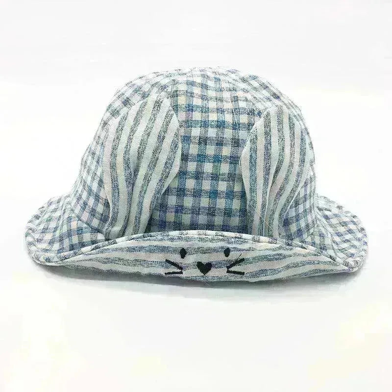 Small Fine Grid Love Rabbit Ears Basin Fisherman Baby Hat - EX-STOCK CANADA