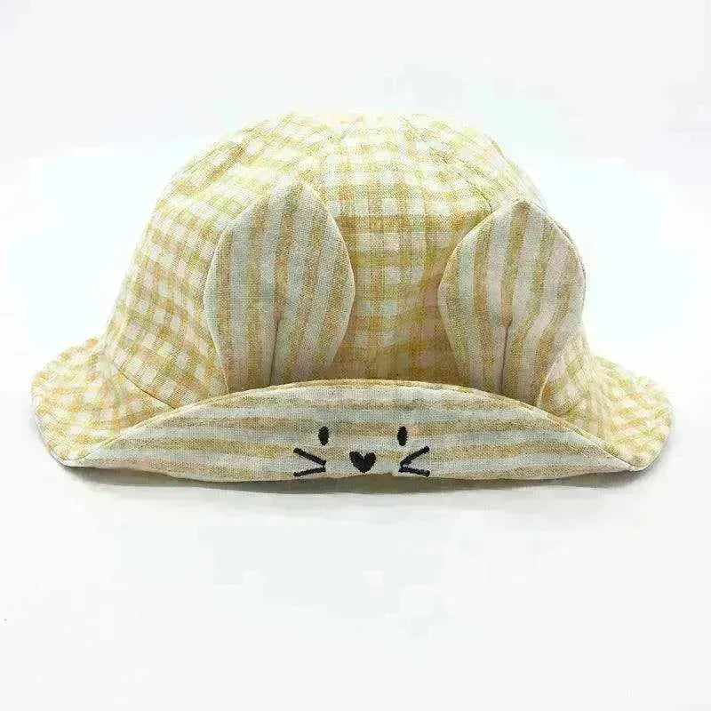Small Fine Grid Love Rabbit Ears Basin Fisherman Baby Hat - EX-STOCK CANADA