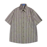 Small Floral Vertical Stripes Casual Short-sleeved Shirt - EX-STOCK CANADA