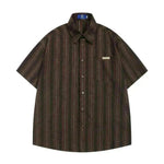 Small Floral Vertical Stripes Casual Short-sleeved Shirt - EX-STOCK CANADA