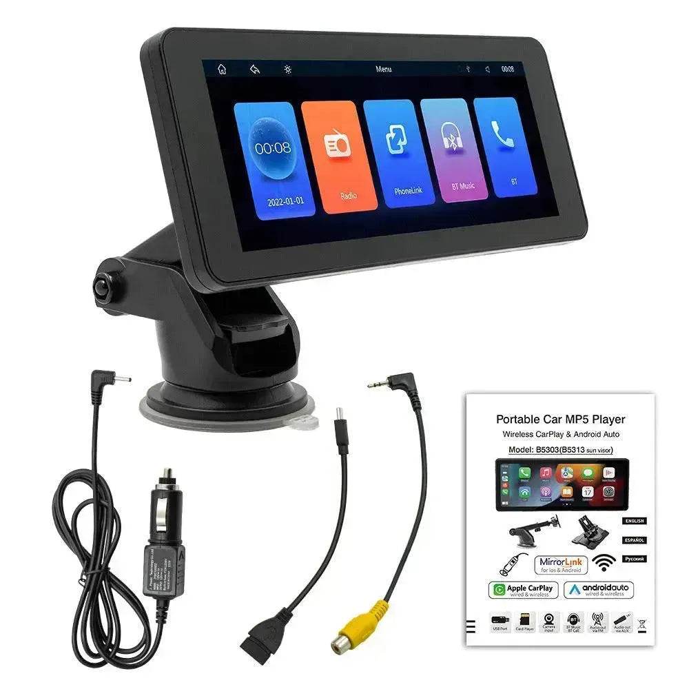 Lecteur vidéo multimédia de véhicule intelligent portable sans fil de 6,86 pouces, caméra de voiture LED prenant en charge l'enregistreur de conduite, image de recul, Bluetooth,. EX-STOCK Canada